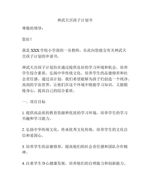神武天宫孩子计划书
