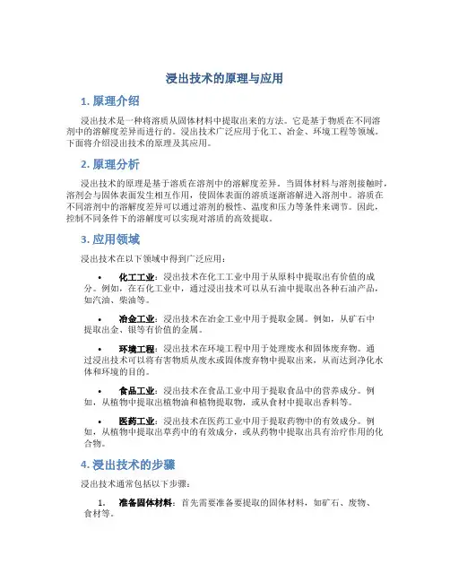 浸出技术的原理与应用