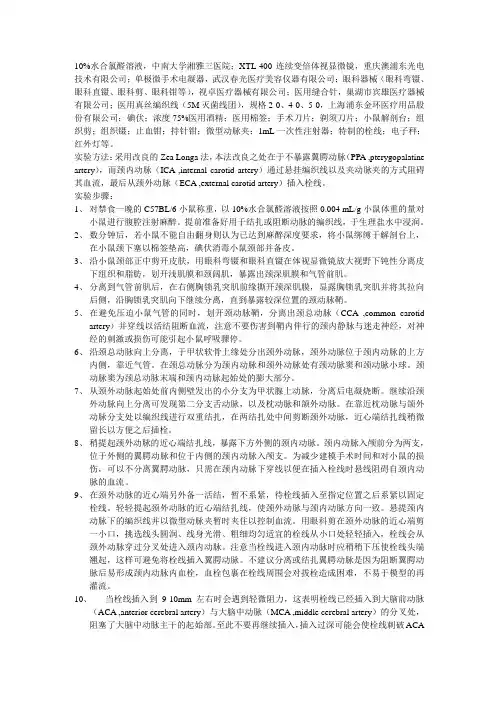 小鼠MCAO手术造模步骤