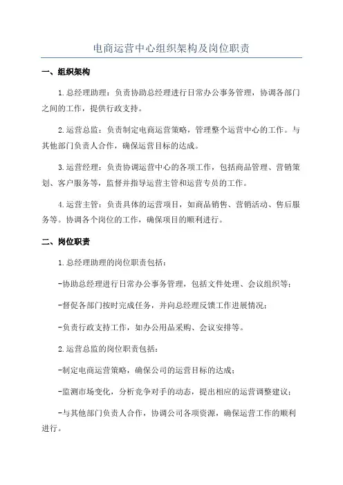 电商运营中心组织架构及岗位职责