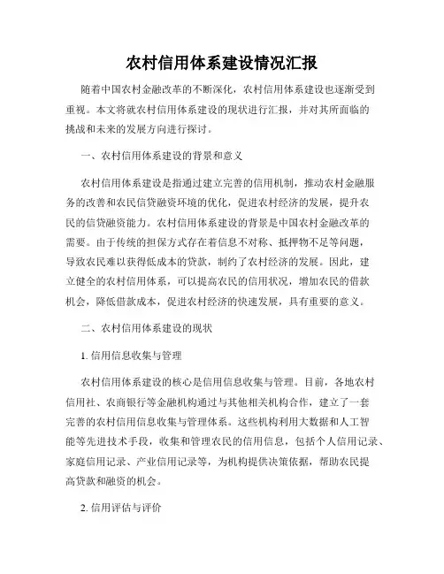 农村信用体系建设情况汇报