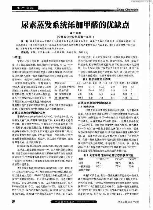 尿素蒸发系统添加甲醛的优缺点