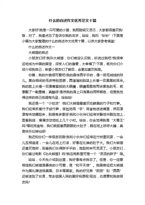 什么的自述作文优秀范文十篇