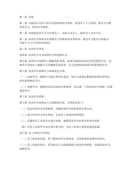 公司培训学分管理制度