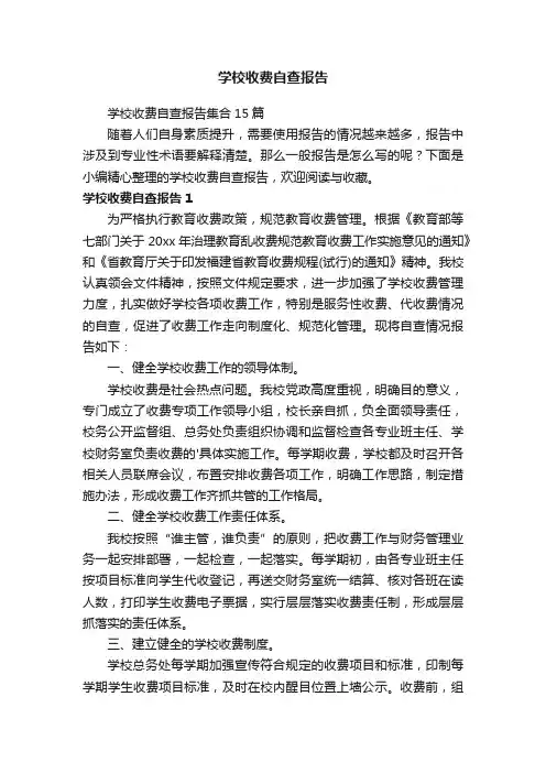 学校收费自查报告