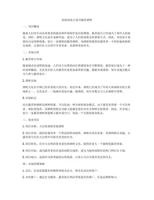 创新创业计划书露营酒吧