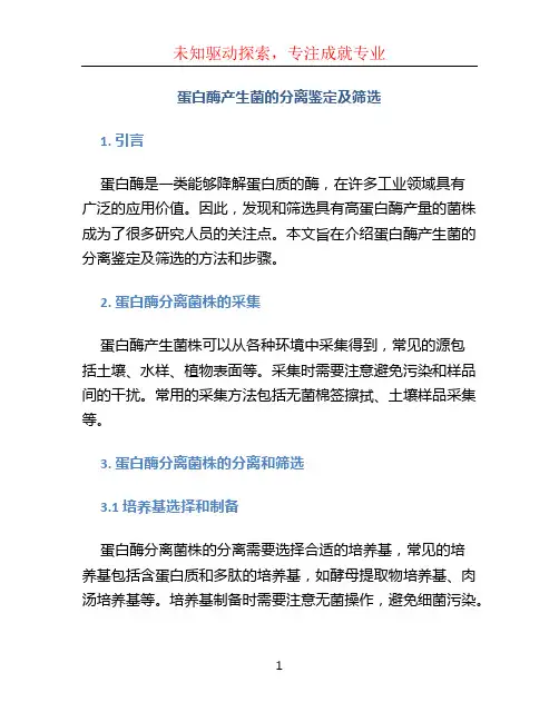 蛋白酶产生菌的分离鉴定及筛选