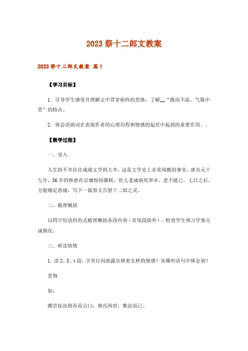 2023祭十二郎文教案