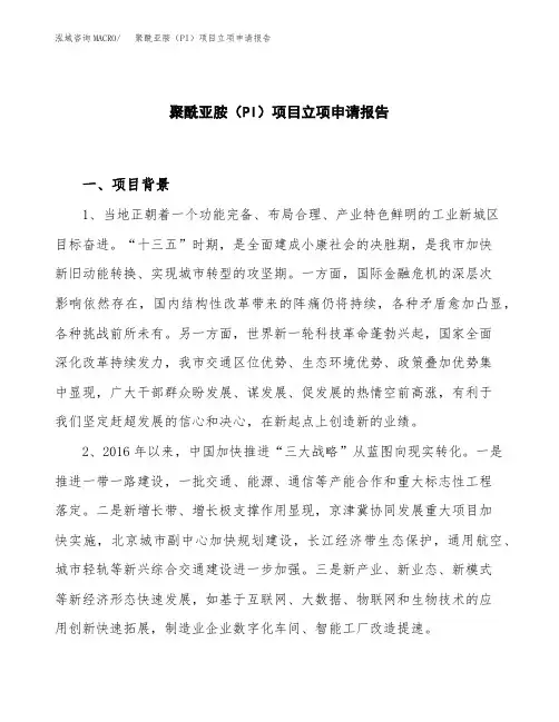 聚酰亚胺(PI)项目立项申请报告模板