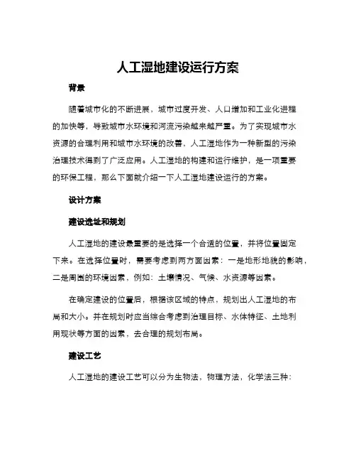 人工湿地建设运行方案