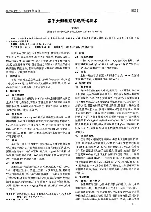 春季大棚番茄早熟栽培技术