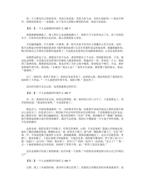 一个人走夜路四年级作文450字5篇