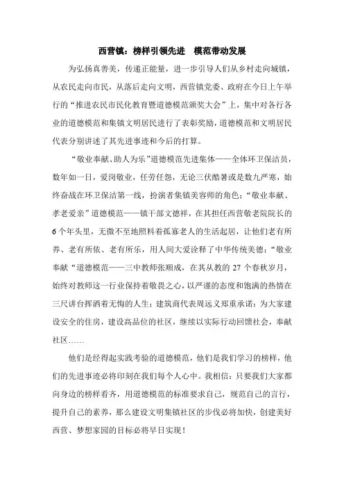 榜样引领先进  模范带动发展