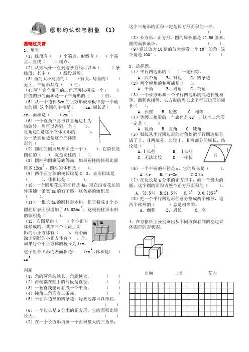 图形的认识与测量专题复习(试题)六年级下册数学人教版