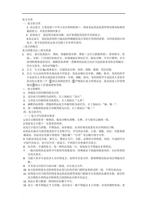 处方分类