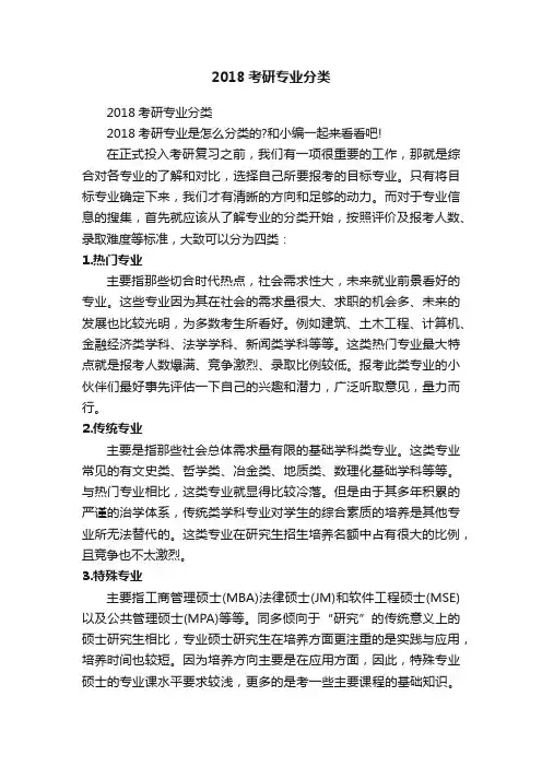 2018考研专业分类