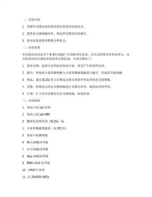 单克隆培养实验报告