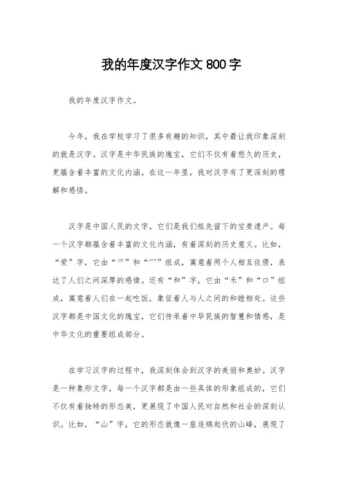 我的年度汉字作文800字