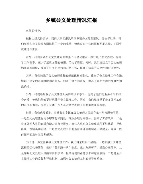 乡镇公文处理情况汇报