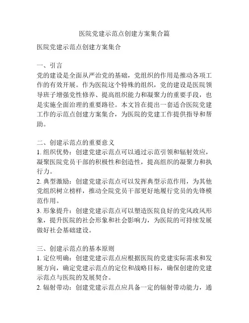医院党建示范点创建方案集合篇