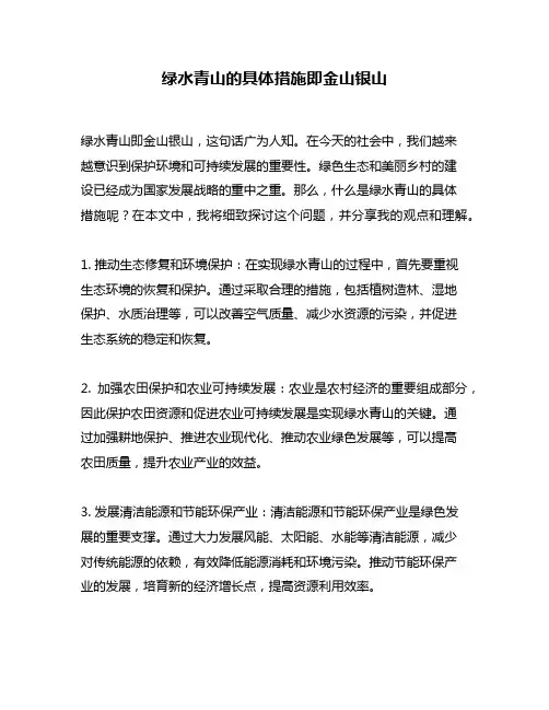 绿水青山的具体措施即金山银山