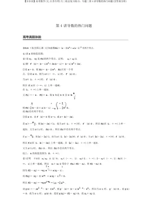 【步步高】高考数学(文,江苏专用)大二轮总复习练习：专题二第4讲导数的热点问题(含答案解析)