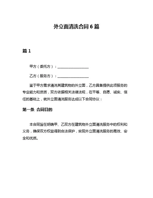 外立面清洗合同6篇
