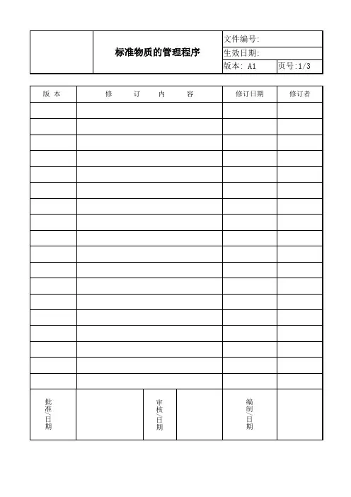 ISO17025 2017标准物质的管理程序