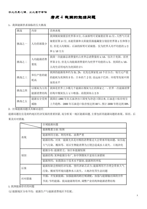高中地理 最易错系列  我国的能源问题 