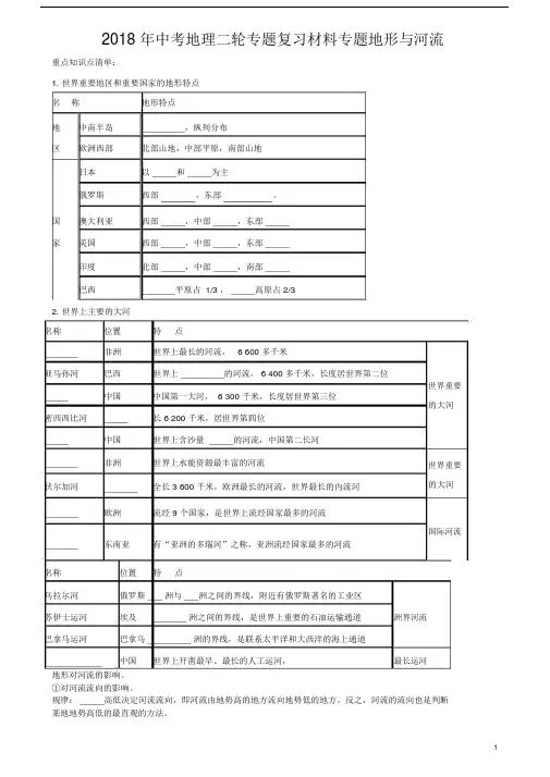 2018年中考地理二轮专题复习材料专题地形与河流(20201010225616).doc