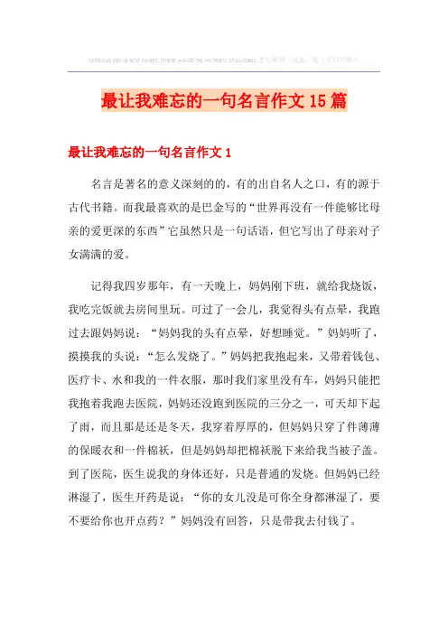 最让我难忘的一句名言作文15篇