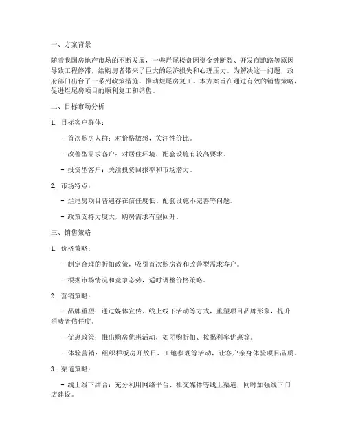 烂尾房复工销售方案