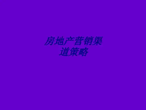 房地产营销渠道策略PPT培训课件
