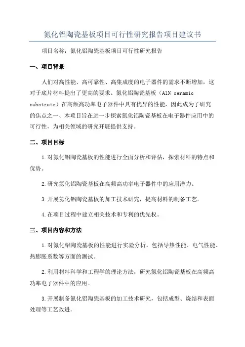 氮化铝陶瓷基板项目可行性研究报告项目建议书