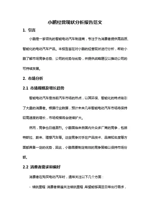 小鹏经营现状分析报告范文