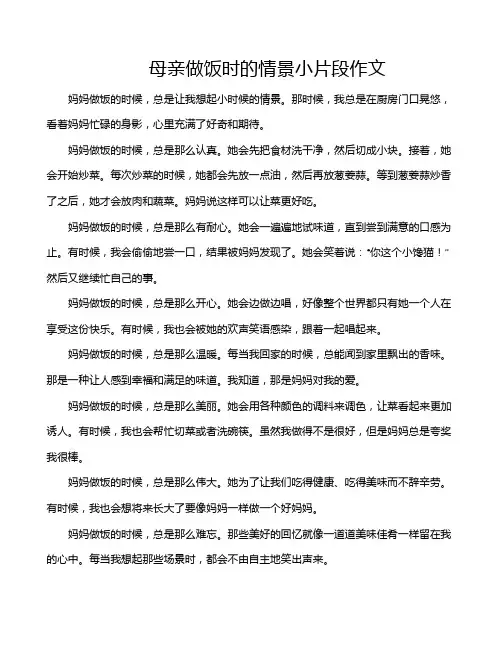 母亲做饭时的情景小片段作文