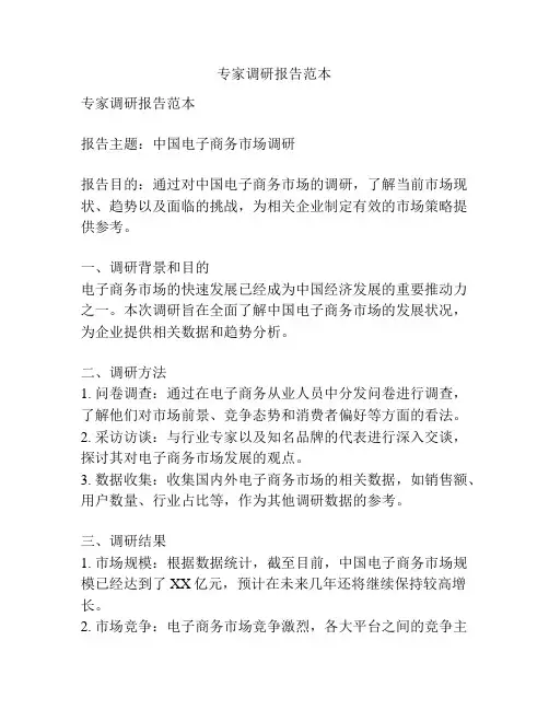 专家调研报告范本