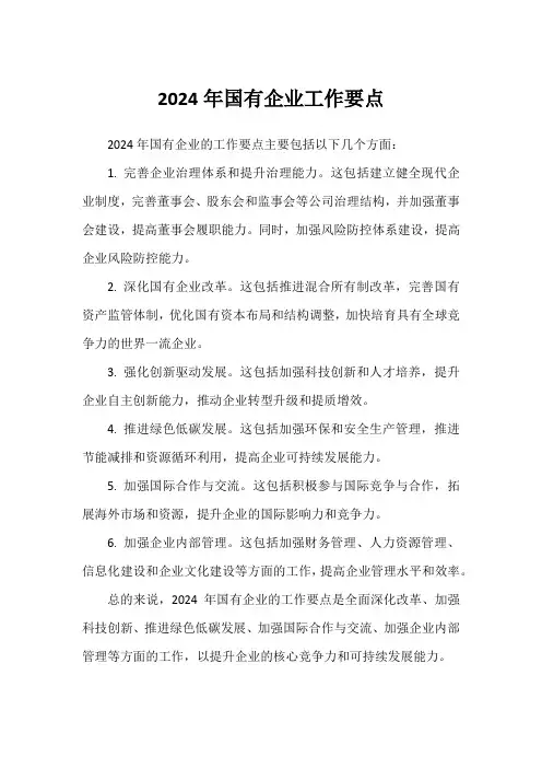 2024年国有企业工作要点