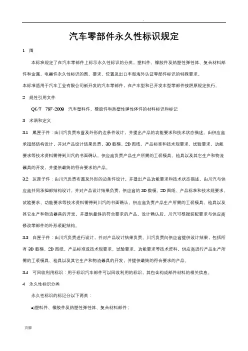 汽车零部件永久性标识规定