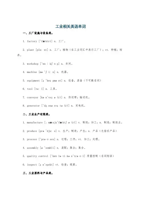 工业相关英语单词