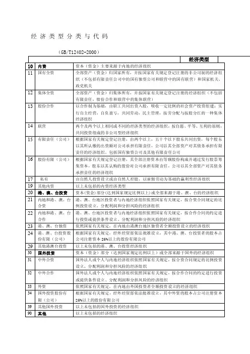 经济类型分类与代码