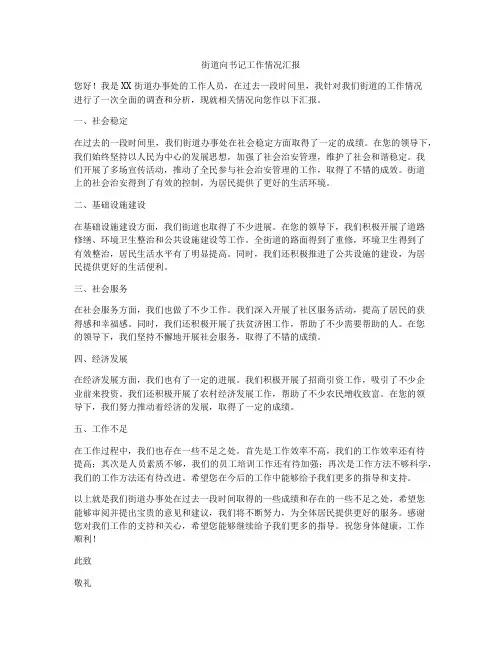 街道向书记工作情况汇报