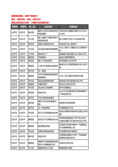 新版北京市钣金喷漆企业公司商家户名录单联系方式地址大全98家