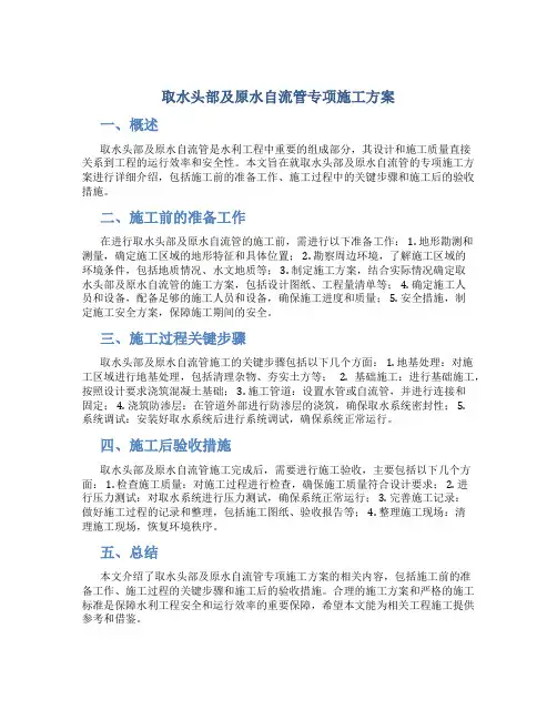 取水头部及原水自流管专项施工方案