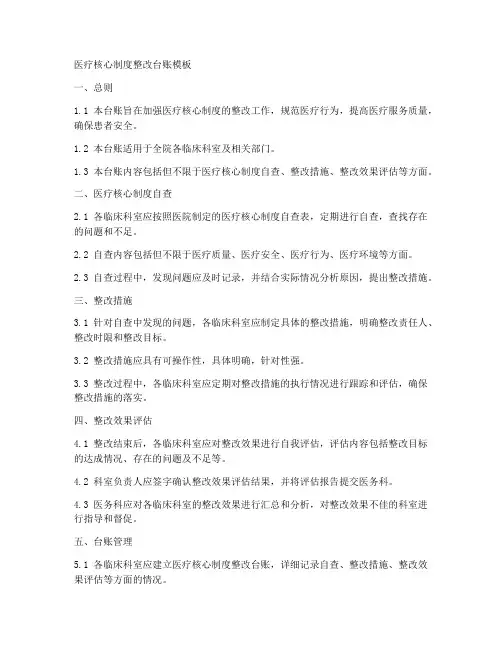 医疗核心制度整改台账模板