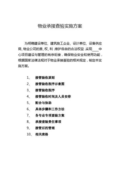 物业承接查验细则—物业承接查验实施方案