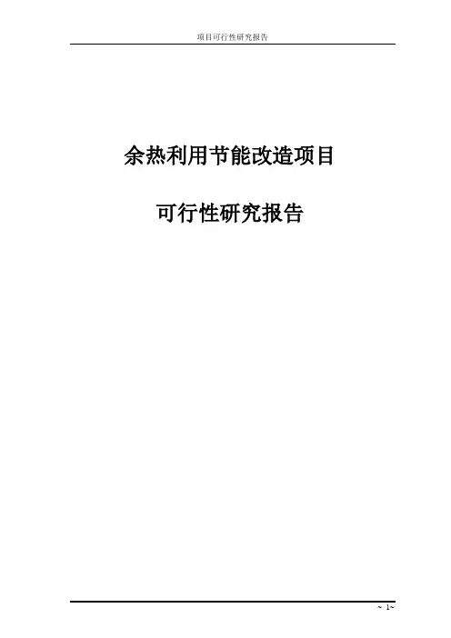余热利用节能改造项目谋划建议书