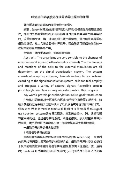 综述蛋白质磷酸化在信号转导过程中的作用