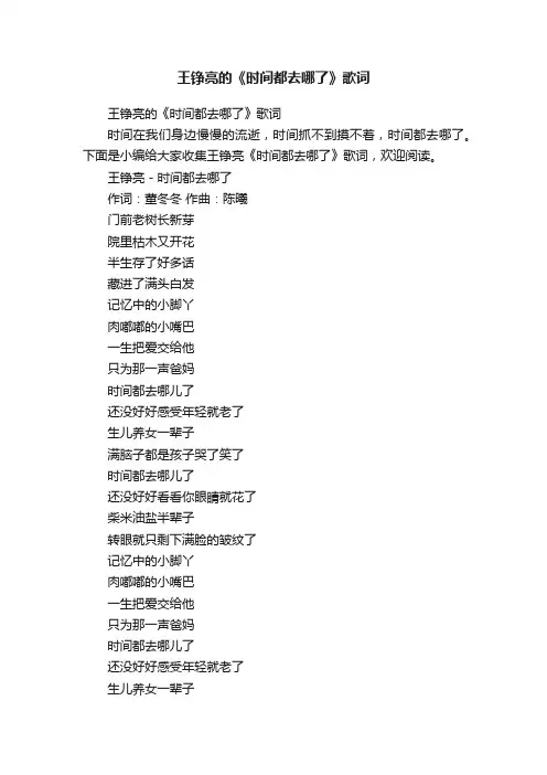 王铮亮的《时间都去哪了》歌词