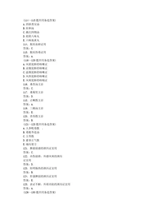 2015年中医医师考试冲刺试题及答案(2)